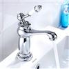 Ghopy Miscelatore Lavabo Bagno Ottone Cromato Vintage Anticato Monocomando in Ceramica per Bagno Lavabo (Argento)