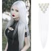 Dcbaboo Estensioni Capelli Clip in 8PCS Lisci Finti Lunghi 60cm Posticci per Capelli Sintetici Estensioni con Clip Dritti Naturale per Donna, Bianco