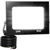 bapro Faretto a LED da 20 W, per esterni, super luminoso, 6000 K, IP65, per giardino, garage e campo sportivo, classe energetica A++, luce bianca fredda