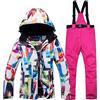 WYOUTDOOR Tuta da Sci Donna con Salopette Giacca E Pantaloni da Sci Impermeabili Snowboard Giacca Tuta Neve Pantaloni Tuta Sci Antivento Calda con Cappuccio per Sport sulla Neve,Rose Red,M