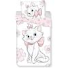 Jerry Fabrics Aristogatti Marie Flowers - Set copripiumino singolo e federa, 100% cotone, dimensioni europee, set copripiumino reversibile per bambini, comodo e traspirante, design carino