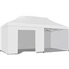 BOUDECH Taman - Gazebo da Giardino 3X6 Impermeabile con Teli Laterali Tendone Pieghevole per fiere e mercati (Bianco)