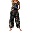 Carolilly Tuta Donna Estiva Salopette Donna Elegante Tuta Intera Jumpsuit Casual Senza Maniche Cotone e Lino Overall Pantaloni Larghi con Tasche per Spiaggia Vacanza (Nero, S)