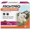 FRONTPRO 6 Compresse Masticabili Antiparassitario per Cani di Peso 2-4 kg Protegge da Pulci Zecca Uova e Larve Antipulci in Confezione da 6 Compresse da 11.3 mg di Afoxolaner