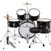 Soundsation Batteria Bambini Metallic Black Sgabello Bacchette Kit 5 Pezzi Piatti Junior