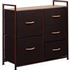 BAKAJI Cassettiera in Tessuto con 5 Cassetti Struttura in Metallo e Piano Superiore in MDF, Mobile Versatile e Capiente Ideale per Ingresso, Camera da Letto, Soggiorno, 77,5x83x29 cm (Brown)