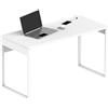 Muebles Pitarch | Tavolo da ufficio con piede metallico, scrivania, tavolo per computer o da studio, bianco, 76x135x60cm (altezza x larghezza x profondità) moderno, modello Nexus
