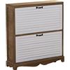 DRW Mobile scarpiera con 2 Ante in Legno Paulownia in Naturale e Bianco 76 x 22 x 93 cm, Multicolore, Grande