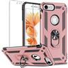 Folmeikat - Custodia per iPhone 8, iPhone 7, iPhone 6s/6, protezione schermo rotante a 360°, anello in metallo sottile con angoli rinforzati, in morbido silicone TPU 4.7 Oro rosato