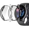 NEWZEROL 2 Pezzi Cover Compatibile per Amazfit GTR 3/GTR 3 Pro, Copertura Completa Protettiva TPU Bumper Custodia Flessibile Antigraffio - Nero/D'argento