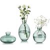 Glasseam Vaso Piccolo Per La Decorazione A Mano Vetro Costruito A Tavola Vasi Per Fiori, 3Pcs Vintage Verde Bud Vases Aestetic Mini Vase Set Per La Camera Da Letto Kawaii