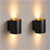 SSC-LUXon TUANI applique parete interno 2 pezzi nero oro G9 | Set da due lampade da muro con luce su e giù, per corridoio, camera da letto e ingresso