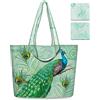 NymphFable 2 Pezzi Tote Bag Riutilizzabili Pavone Pieghevole Sacchetti Spesa Grande Borsa Spesa Shopping Bag
