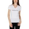 Armani Exchange A｜X ARMANI EXCHANGE Maglietta con Logo a V in Cotone Elasticizzato T-Shirt, Bianco, XS Donna