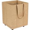 La cordeline Cesto in tela iuta naturale con ruote girevoli 45 x 45 x 50 cm 100 litri, borsa per buche, Ringement a casa