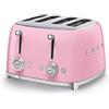 Smeg, Tostapane 4x4 TSF03PKEU, 4 Scomparti da 36mm, 6 Livelli di Doratura, Funzione Riscaldamento, Scongelamento e Bagel, Espulsione Automatica del Pane, 2 Cassetti Raccoglibriciole, 2000W, Rosa
