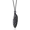 COAI Collana Unisex con Pendente Piuma in Ossidiana Nera, Collana da Uomo e da Donna Regolabile con Ciondolo di Ossidiana Pietra Naturale