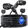 Tera Cavo di Ricarica Tipo 2 da 22KW 32A 7,5 Metri 3 Fasi Tipo 2 a Tipo 2 Mennekes Certificato IP55 CE & TÜV Ricarica Rapida Cavo di Ricarica per Auto Elettrica Tipo 2 per VE/PEV, DC-32 Nero
