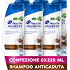 Head & Shoulders Shampoo Antiforfora Anticaduta Con Caffeina 225ml Formato Convenienza X6 Pacchi, Per Capelli Grassi, Protezione Dalla Forfora Per Cute E Capelli