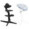Stokke Sedia Stokke Nomi (Nero/Nero) + Newborn Set (Nero/Grey Blue) - Include una cintura di sicurezza a 5 punti e un set di tessuti reversibili e lavabili - Sostiene fino a 150 kg