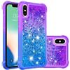 QIWEIQING Cover per iPhone XS, Glitter Bling Clear Liquido Custodia TPU Silicone Morbido Brillantini Quicksand Antiurto Protettivo Case Cover per iPhone X/iPhone XS.Purple Blue YBJ