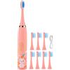 Fyearfly Spazzolino Elettrico Per Bambini Junior Spazzolino Elettrico Impermeabile Per Bambini Ricarica USB 8 Testine Per Spazzolino da Denti Per Bambine dai 6 Anni(粉色)