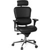 HJH Office Sedia direzionale con poggiatesta ERGOHUMAN BASE ONE sedia da ufficio ergonomica con dotazione completa, pelle nera, 652983