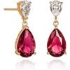 Diamond Treats Orecchini Pendenti Donna Rossi, Orecchini Oro Donna con Zirconi Cubici Rossi Rubino e Bianco, Orecchini Goccia con Pietre Rossi, Orecchini Rossi per Donna, Orecchini Donna Oro