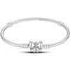 LNQOBU Bracciale in Argento con maglia Snake e chiusura a cuore Compatibile con Pandora Europei Charms da Donna