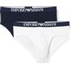 Emporio Armani Ribbed Stretch Cotton 2-Pack Brief, Slip Uomo, Multicolore (Marine-White), XL