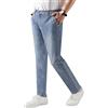 RE&X JEANS COUTURE RE&X Pantaloni Uomo in Lino sartoriali Estivi Casual Eleganti a righe con Coulisse (54, BLUE)