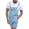 Oanviso Salopette Corta in Denim da Uomo Tinta Unita/Foro Strappato Jumpsuit con Cinturino Regolabile Multi-Tasche Casual Jeans Comodo Salopette Classico Vintage Abiti da Lavoro B Blu Chiaro 3XL
