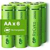 GP RECYKO - Confezione da 6 Batterie Ricaricabili AA ad Alta Capacità 2600 mAh - Pile Ricaricabili Stilo AA LR6 da 1,2V NiMH - Precaricate