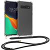 kwmobile Custodia Compatibile con Samsung Galaxy S10 Cover - Back Case in Silicone TPU - Protezione Smartphone con Cordino - trasparente/nero