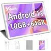 YESTEL Tablet 10 Pollici Android 13 OS, GPS, Bluetooth 5.0,10 GB RAM 64 GB ROM(1 TB Espandibile) HD Tablet con 5G Wi-Fi, 6000 mAh, Argento