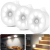 daphomeu 3 pezzi Luce notturna con sensore di movimento, 3 batterie AAA, illuminazione dell'armadio, sensore di movimento de interno per scale, camera da letto, cucina, sottopensile .(Bianco freddo)