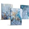 hyidecorart Quadri Moderni Soggiorno, 3 Pezzi Astratti Blu E Bianco Stampe Quadro Su Tela, Decorazioni Camera Da Letto Bagno Cucina Ufficio Sala Da Pranzo Bar