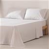 GAMUSI Set di lenzuola per letto da 200 x 190/200, 100% cotone, 4 pezzi, traspirante, morbido, colore bianco