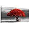 hyidecorart Quadri Moderni Soggiorno, 1 Pezzo Quadro Natura Albero Rosso Stampe Quadro Su Tela, Decorazioni Camera Da Letto Bagno Cucina Ufficio Sala Da Pranzo Bar