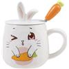 lachineuse - Tazza Coniglio Coquin - Collezione Coniglio - Coperchio Orecchie di Coniglio e Cucchiaio Carota - Porcellana e Metallo - 425 ML - Caffè, Tè, Cioccolato, Cappuccino - Idea Regalo Originale