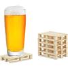 Relaxdays Sottobicchieri Mini Pallet, Set da 6, Poggiabicchieri Antiscivolo, Bancali in Legno, HLP: 2x12x8cm, Naturale