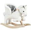 WOLTU Cavallo a Dondolo in Legno Cavalluccio per Bambini Peluche Giocattolo Cavalcabile con Suoni e Cintura di Sicurezza Regalo Bimbi 1/2/3 Anni, Bianco e Grigio
