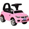 HOMCOM Macchinina per Bambini Cavalcabile con Volante, Fari e Musiche Integrate, Macchina per Bambini in PP e Metallo, 63.5x28x36 cm, Rosa
