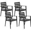 Beliani Set di 4 sedie da giardino metallo nero grigio e legno chiaro TAVIANO