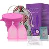 Aomiduo Coppetta Mestruale Morbida Kit 2 Pezzi S+S Lavabili Sterilizzatore Silicone Medico Coppette Mestruali Medicale Riutilizzabile 12 Ore 25ml Ideale Per Principiante (tazza da viaggio presentata)