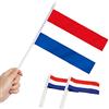 Anley Netherlands Mini Flag 12 Pack - Bandiere olandesi in miniatura in miniatura su bastone - Colori vivaci e resistenti allo sbiadimento - 5 x 8 pollici con asta solida e punta a lancia