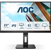 AOC 22P2DU - Monitor FHD da 22 pollici, regolabile in altezza (1920 x 1080, 75 Hz, VGA, DVI, HDMI, hub USB), colore: Nero