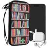 kwmobile Custodia in neoprene con zip per smartphone XL - 6,7/6,8 - Astuccio portacellulare a sacchetto con cerniera - Borsa verticale - Libreria con Piante blu/verde/fucsia