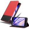 Cadorabo Custodia Libro per Samsung Galaxy J3 2017 in ROSSO NERO - con Vani di Carte, Funzione Stand e Chiusura Magnetica - Portafoglio Cover Case Wallet Book Etui Protezione