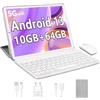 YESTEL Tablet 10 Pollici Android 13 OS con 5G Wi-Fi, Tablet con Tastiera, 10 GB RAM 64 GB ROM(1 TB Espandibile), Octa-Core, AGPS,Bluetooth 5.0, 6000 mAh, Argento